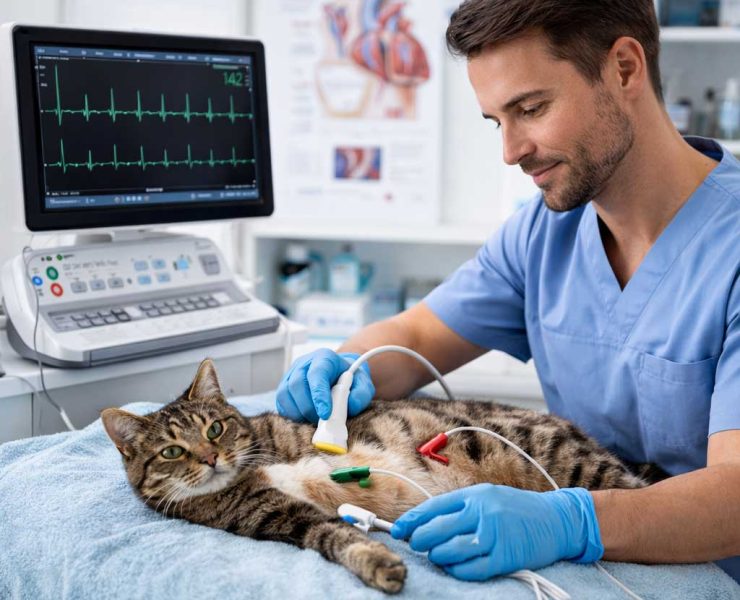 Realizamos un ECG a un gato en clínica veterinaria