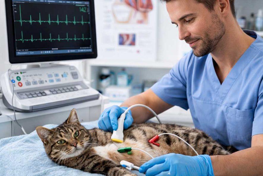 Realizamos un ECG a un gato en clínica veterinaria